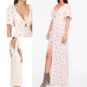 NWOT AFRM Deep V Smocked Tuscany Floral Maxi Dress